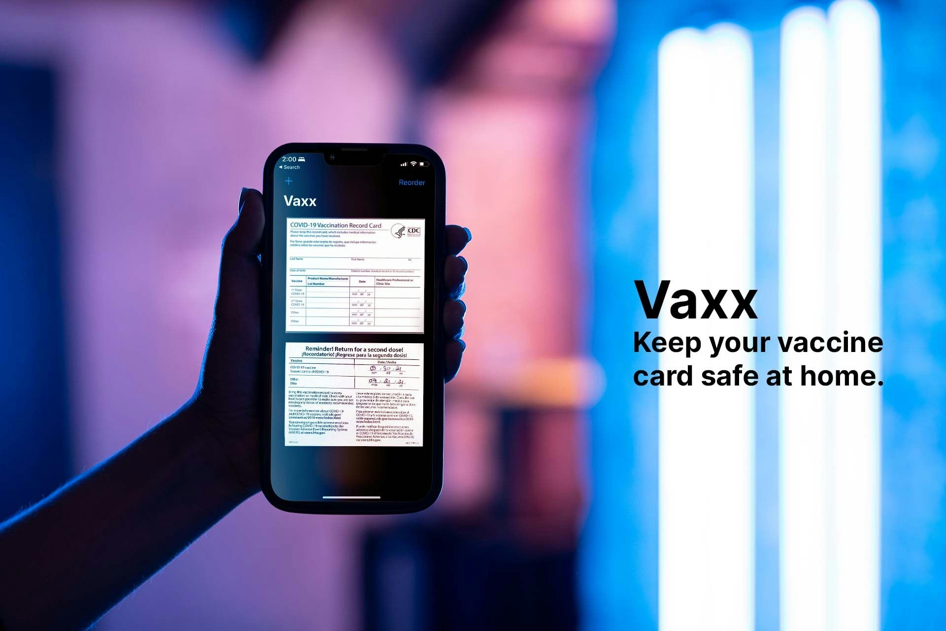 Vaxx Keep your vaccine card safe at home.