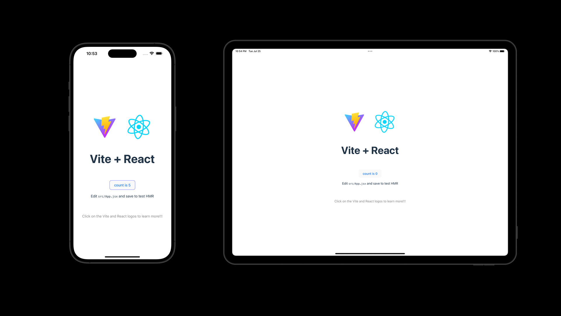 Vite + React Welcome Pages